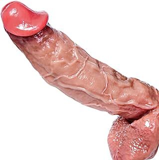 Thick Dildo with Suction Cup, XL 26 cm Dual Density Silicone Giant with Large Suction Cup Dildo Suction Cup Hands-Free Play Flexible Giant Woman Vaginal G-Spot and Large Masturbation