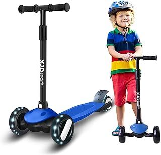 XJD 3 Wheel Kids Scooter Age 2-8 Toddler Scooters Adjustable Height Handle with PU Flashing Wheels for Boys Girls Children