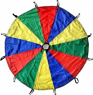 GSi Kids Play Parachute Rainbow Parachute Toy Tent Game for Children Gymnastic Cooperative Play and Outdoor Playground Activities (12 Feet)