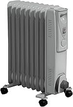 Daewoo Oil Filled 2000W Portable Radiator with Thermostat and Temperature Control - Ideal for Home, Garage or Office Use - White