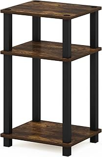 Furinno Just 3-Tier Turn-N-Tube Side Table, 1-Pack, Amber Pine/Black