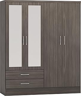 Seconique Nevada 4 Door 2 Drawer Wardrobe in Black Wood Grain