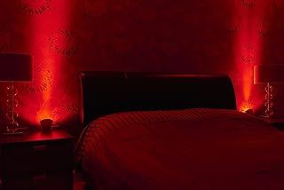 Auraglow Plugin GU10 Spotlight Uplighter Wall Wash Light Plug Socket Lamp with Red Narrow Beam LED Bulb