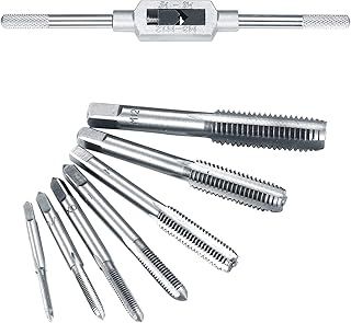 8 Pcs Thread Tap Set, Adjustable Reamer Tap Wrench Set, Metric Metal Thread Insert Screw for Tapping, M3 M4 M5 M6 M8 M10 M12