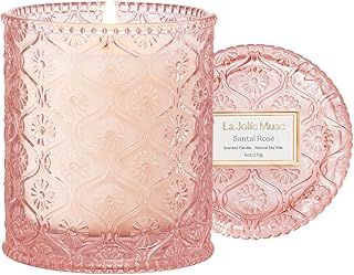 LA Jolie Muse Santal Rosé Scented Candle, Mothers Day Candles Gifts for Women, Rose Candle for Women, 6 oz 40 Hour Burn Time, Candles for Home Scented