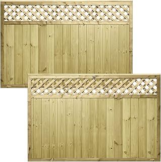 Premier Garden Supplies URBAN Fence Panel with Trellis Top Options & Smooth Tongue & Groove Centre [Width: 6ft (183cm|1830mm) x Height: 4ft (120cm|1200mm)] with Premier Diamond Trellis Top