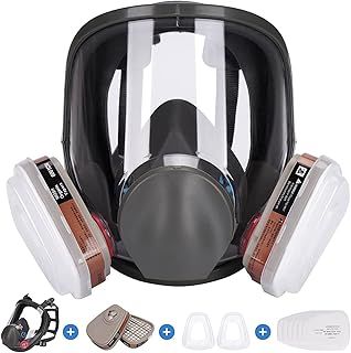 Reusable Full Face Respirator, Gas Cover Organic Vapor Mask and Anti-fog,Dust-proof Face Cover, for Painting, Mechanical Polishing, Logging, Welding and Other Work Protection