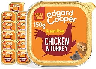 Edgard Cooper Grain-Free Wet Dog Food for Adult Dogs, (Chicken& Turkey 11 x 150g), Natural Dogs Food in Cup with Fresh Meat & Amino Acids, Gluten-Free, High Protein