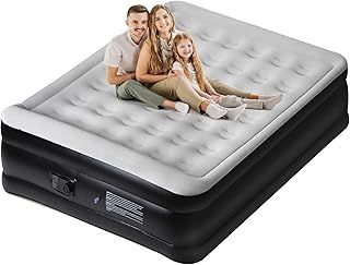 Panana Double Air Bed Inflatable Airbed with Built-in Pump Blow Up Bed with Flocked Top, Self-Inflation Deflation Mattress with Storage Bag for Home Camping 203x152x47cm