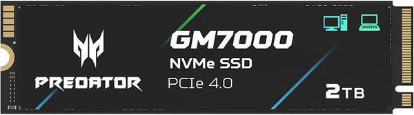 acer Predator GM7000 2TB SSD, PCIe Gen4x4 NVMe M.2 SSD with DRAM Cache, Up to 7400 MB/s, PCIe 4.0 Internal Gaming Solid State Drive for PS5 Storage Expansion