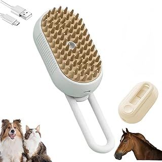 Chevaroo Horse Steam Brush, 2025 New Chevaroo 3-in-1 Self-Cleaning Steam Pet Brush for Shedding, Chevaroo Silicone Bristle Head 360°Rotating Pet Steam Brush for Cleaning Pet Hair (White)