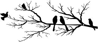 ESTART Metal Birds Wall Art, Metal Vivid Birds on Branch Silhouette Wall Decor Black Leaves with Bird Outdoor Hanging Wall Sculpture for Home Balcony Garden
