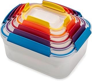 Joseph Joseph Nest Lock, 5 Piece Plastic Food Kitchen Storage Container set with lids, Leak Proof, Airtight, Space Saving, BPA free- Multicolour