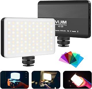 Led Panel Light, VIJIM VL120 Photo Light with 3100 mAh Battery Rechargeable, 3200-6500K Bi-color Dimmable, Camera lighting with Color Filters for DSRL Cameras and Camcorders