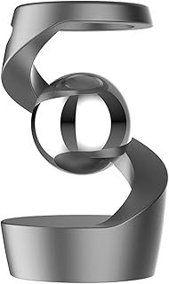 Gravity Defying Kinetic Desk Toy - Suspended Gyroscope, Rotating Metal Ball, Stress Relief Optical Illusion Home/Office Exec Gadget Gift