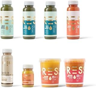 PRESS Healthfoods, 48 Hour Detox Cleanse, Rest Your Body & Mind, Meal Replacement for Weight Control & Health Kick, Contains Green & Carrot Juice, Banana Cashew Milkshake, Ginger Shot & Soups