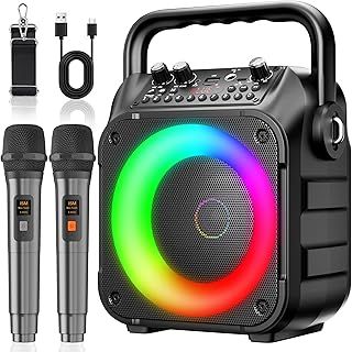 Ankuka Karaoke Machine 2 Microphones Karaoke Machine for Adults & Kids Portable Bluetooth Speaker with PA System, Supports TWS/FM/AUX/USB/TF/REC for Party, Birthday, Home (Black)