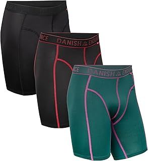 DANISH ENDURANCE Running Boxers Men, Anti Chafing Underwear, Long Leg or Regular, Breathable Sports Boxers, Moisture Wicking, 3 Pack