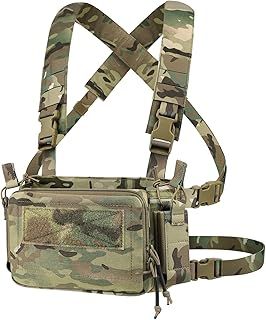 KRYDEX GEAR Chest Rig Vest with 5.56/7.62 Mag Pouch 9mm Pistol Magazine Pouch and X-Harness Tactical Vest for CS, Military and Airsoft Hunting