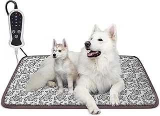Pet Heating Pad,21x34 IN Dog Heat Mat Waterproof with Adjustable Thermostat Controller (1-24 Hours) and Chew Resistant Steel Cord