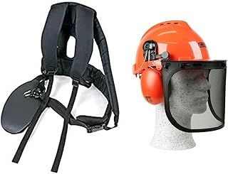 Oregon 539172 Professional Harness for Supporting Brushcutter and Strimmer & Yukon Chainsaw Safety Helmet with Protective Ear Muff and Mesh Visor (562412)