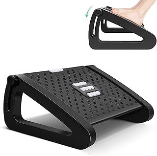 Foot Rest Under Desk, Ergonomic Foot Stool with Massage Texture and Roller, Adjustable 6 Different Height Footrest for Office and Home