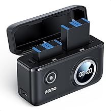 llano 2-Pack 1730mAh Batteries and 18W Fast Dual Slot USB-C Charger for GoPro Hero 12/11/10/9 and Enduro,Real-Time Power Level Display Storage Case, Magnetic Snap Cover