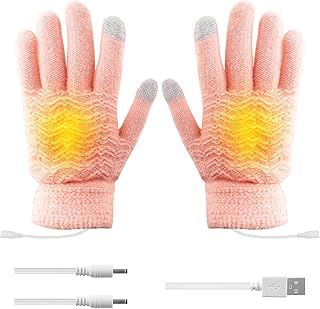 Women's USB Heated Gloves, Warm Knitted Hand Warmers, Double Sided Heating, Suitable for Snow Climbing, Outdoor Activities