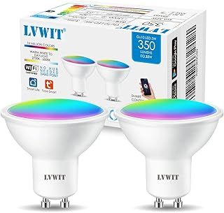 LVWIT GU10 WiFi Bulbs,Smart GU10 led Bulbs,RGB Smart Bulb GU10,5W 350Lm,Compatible with Alexa, Echo, Google Assistant,Smart Life Bulb(2PCS)