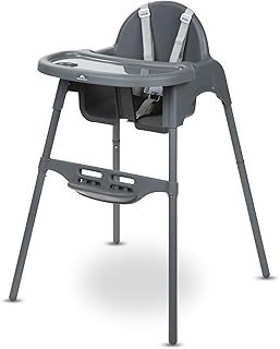 Bebeconfort Meely, 2-In-1 Adjustable Baby High Chair Converts to Baby Chair, 6 Months – 3 Years (Max. 15Kg), Lightweight (3.3Kg), Portable High Chair, Easy to Clean, 5-Point Safety Harness, Dark Grey