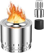 Smokeless Fire Pit, 49 x 43 cm Stainless Steel Round Wood Burning Firepit with Waterproof cover, Portable Outdoor Firepit Bowl for Backyard Patio Beach