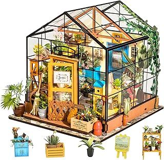 Rolife DIY Miniature Dollhouse Kit 1:24 Scale Wooden Greenhouse Mini House Furniture Women Girls Boys Gift Birthday Christmas Valentine