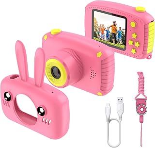Kids Camera for 3-12 Year Girls, Digital Camera 2 inch for Children with 32GB SD Card Birthday Christmas Toy for 3 4 5 6 7 8 Year Old Creative Gift Pink