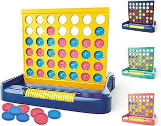4 in a Row Game Large - 6 Spare Discs include, 2 Player Strategy Board Games for Kids Teens Adults, Classic Four in a Row, Family Fun Game for Age 3+ Year Old Children, Line Up 4 (Yellow)