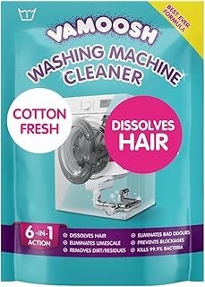 Vamoosh 6-in-1 Washing Machine Cleaner, Cotton Fresh Scent. Dissolves Hair, Eliminates Bad Odours, Removes Limescale, Deep Clean, Leaves Smelling Fresh, Antibacterial, Descales, 1 Wash