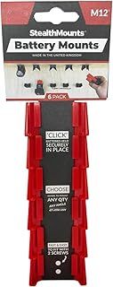 StealthMounts Battery Holder Compatible with Milwaukee M12 (6 Pack) - Red | StealthMounts Battery Mounts | Made in the UK
