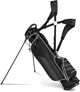SPOTRAVEL Golf Stand Bag, Lightweight Golf Clubs Storage Bags with Adjustable Dual-Strap, 4-Way Top Divider & Foldable Bracket, Waterproof Golf Trolley Bag for Adults