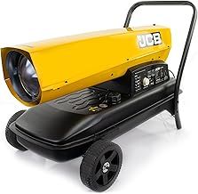 JCB Diesel Space Heaters, Kerosene or Diesel, Large Coverage Area, Adjustable Thermostat, Steel Frame for Workshops, Factories, Construction Sites, Warehouses, and Agricultural (215,000BTU / 63kW)