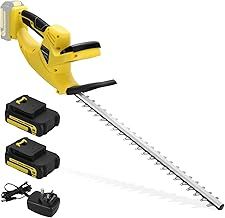 Cordless Hedge Trimmer, PHIWOS Electric Hedge Cutter, 2.0Ah Battery and Charger Included, 510mm Cutting Length, Double Blade Action, Soft Grip Handle (2BATTERIES&Charger)