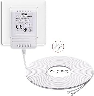 18V 500mA Doorbell Transformer, Video Doorbell Power Adapter for All Versions of Ring Doorbell, Nest Hello and Other Video Doorbell,Power Supply with 8M (315") Long Cable