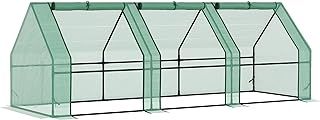Outsunny Mini Small Greenhouse with Steel Frame & PE Cover & Zipped Window Poly tunnel Steeple for Plants Vegetables, 270 x 90 x 90 cm, Green