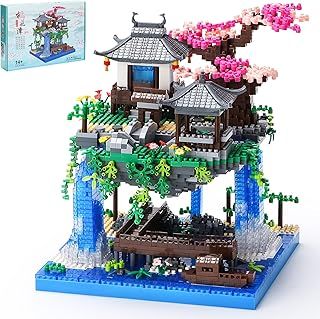 Cherry Blossom Bonsai Tree House Architecture Building Block Sets Chinese Peach Blossom Micro Mini Treehouse Building Model Toy Gift for Kids Adults 3300 pieces