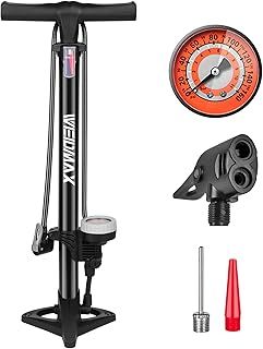 Bike Pump, WEIDMAX Ergonomic Bike Floor Pump Track Pump Bicycle Tire Air Pump Portable Inflator Pump with Gauge & Smart Valve Head, 160 psi, Compatible with Universal Presta and Schrader Valve