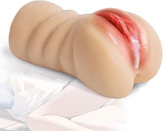 E1J- 6.5 Inches Light Wheat Colour Silicone Men's Relaxation Product with 2 Channels for Male Beginners, Ideal for Bedroom Living Room Bathroom, Suitable for Beginners