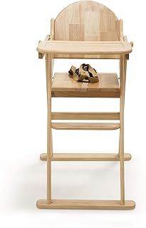 Safetots Deluxe Putaway Folding Wooden High Chair, Natural, Highchair for Baby and Toddler, Pre-Assembled, Stylish, Practical, and Space Saving High Chair