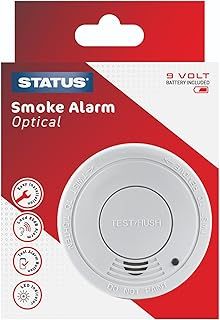 STATUS 9 V Photoelectric Smoke Alarm | Home Photoeclectric Smoke Alarm including Batteries | 9VDCPESA5