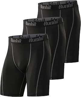 Runhit 3 Pack Compression Shorts Men Sports Underwear Base Layer Spandex Cycling Shorts Mens for Running Workout Gym Rugby Yoga Boxing