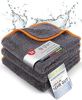 Glart 443TPO 3 Super Absorbent Microfibre Thick Plush Cloths 40 x 40 cm, for Car Drying, Detailing, Polishing, Cleaning, Wash, Anthracite