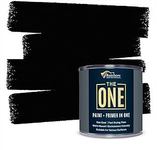 THE ONE Paint & Primer: Most Durable Furniture Paint, Cabinet Paint, Front Door, Walls, Bathroom, Kitchen, Tile Paint and More - Quick Drying Paint for Interior / Exterior (Black Matte Finish, 250ml.)