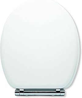 AQUALONA® Luxury Soft Touch Slow Close Toilet Seat with One Button Hinge Release - Click, Lift & Clean Technology - Soft Rubber Coating - Matte Finish - Soft and Warm to Touch (White)